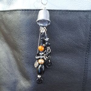 Hand Crafted Bag Purse Tote Jewelry Key Ring Decorative Vintage Jewelry Upcycle